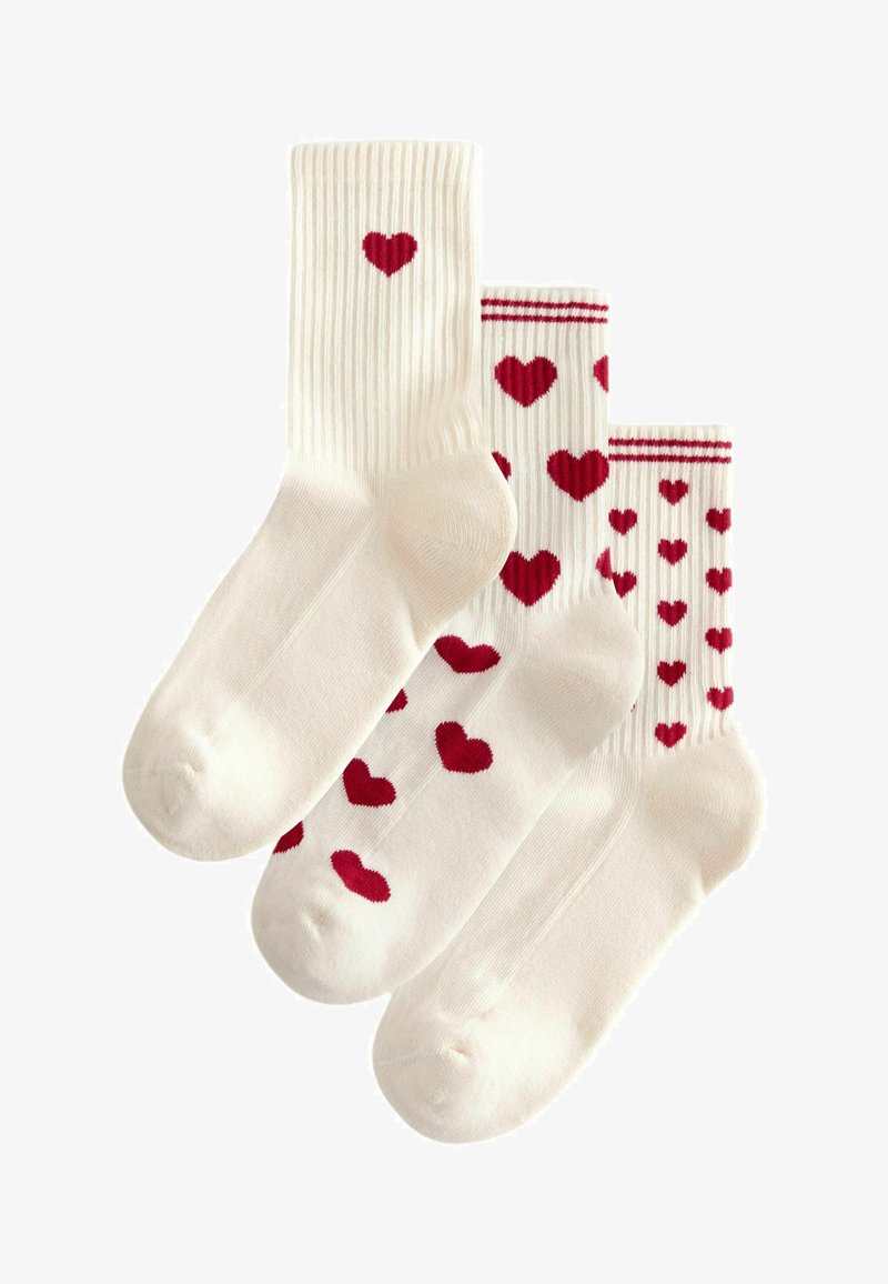Next HEARTS 3 PACK - Strumpor - red cream