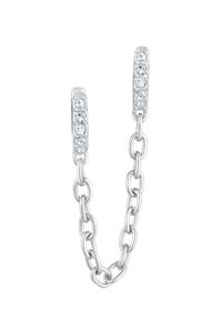 Sidabrinė grandinėlė, susidedanti iš dviejų sujungtų sekcijų, kiekviena papuošta aiškių brangakmenių eile papildomam akcentui. Sklandus paviršius ir blizgus apdaila.