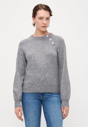 ONLLAUREN LIFE O NECK BUTTON - Pullover - medium grey melange