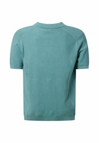 Korte mouwen polo in een gedempt turquoise kleur, gemaakt van zachte katoen. Kenmerkt zich door een klassiek kraag en nette afwerking zonder zichtbare versieringen.