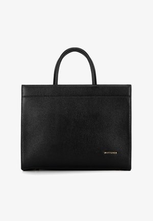 Černá texturovaná kožená aktovka s dvojitými rukojeťmi a malým zlatým logem "WITTCHEN" v pravém dolním rohu.
