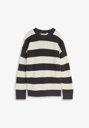 TOM TAILOR, TOM TAILOR PULLOVER & STRICKJACKEN STRICKPULLOVER MIT RUNDHALSAUSSCHNITT - Pullover - grey off white big stripe