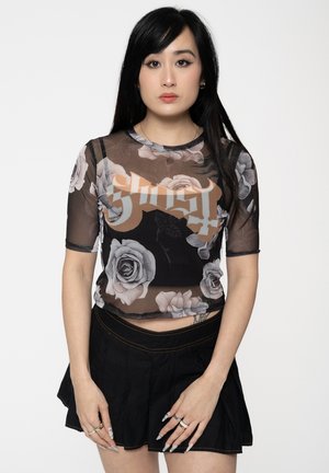 GHOST LOGO AND ROSES CROP - Blouse - black