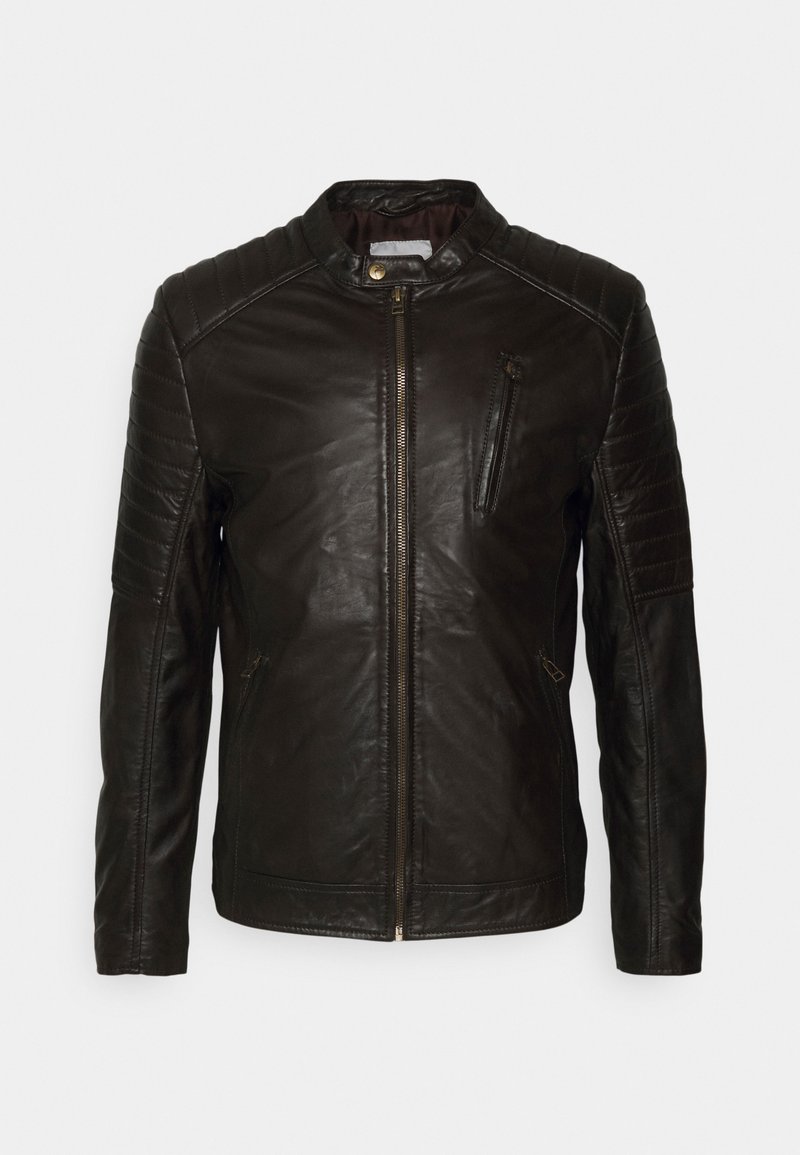 Goosecraft MITCH BIKER - Leather jacket - brown - Zalando.co.uk