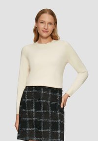 s.Oliver MIT PEPITA MUSTER - Jupe trapèze - schwarz