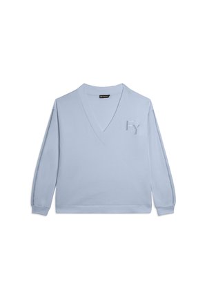 CON SPALLA SCESA E DETTAGLI RICAMATI - Felpa - blue