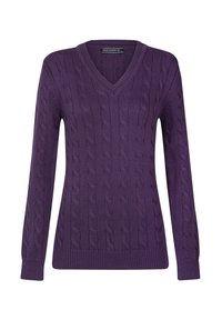CABLE V-NECK - Strickpullover - purple