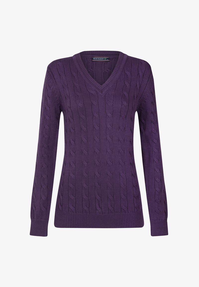 Felix Hardy CABLE V-NECK - Svetr - purple