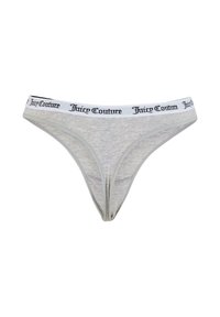 Grijze katoenen thong met een witte tailleband waarop zwarte "Juicy Couture" lettering staat. Eenvoudig ontwerp met minimale naden en een low-rise snit.