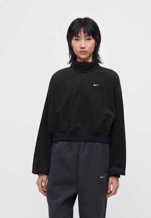 Nike Sportswear, W NK STDO FLC PLSH OS CRP QZ - Суитшърт - black/sail