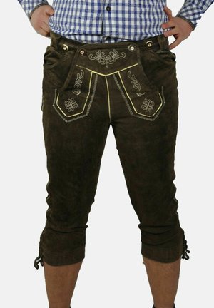 Schöneberger traditionele lederhose heren kort | originele wildbockleder klederdrachtbroek antiek/ijs-grijs incl. klederdrachtriem | vintage klederdrachtbroek Karl, ijsgrijs/grijs-bruin, 48
