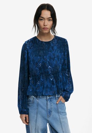 Desigual LONG-SLEEVE PLEATED - Camicetta - blue