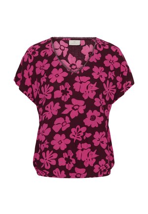 Kaffe, KAAMBER STANLEY AOP V-NECK - Blouse - carbernet pink flowers