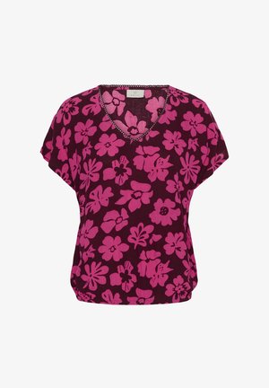 Kaffe, KAAMBER STANLEY AOP V-NECK - Blouse - carbernet pink flowers