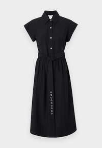 BUTTON DOWN SHIRT DRESS GROMMETS BELT - Robe chemise - black