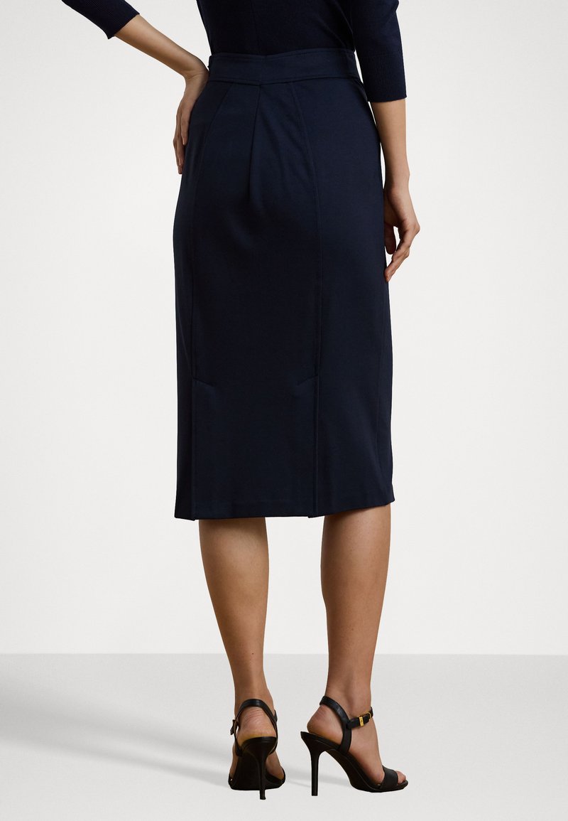 Jupe Taille Haute En Laine Marine INFINITIF - Taille 38 (36-38), Longueur Midi, Occasion En Excellent état