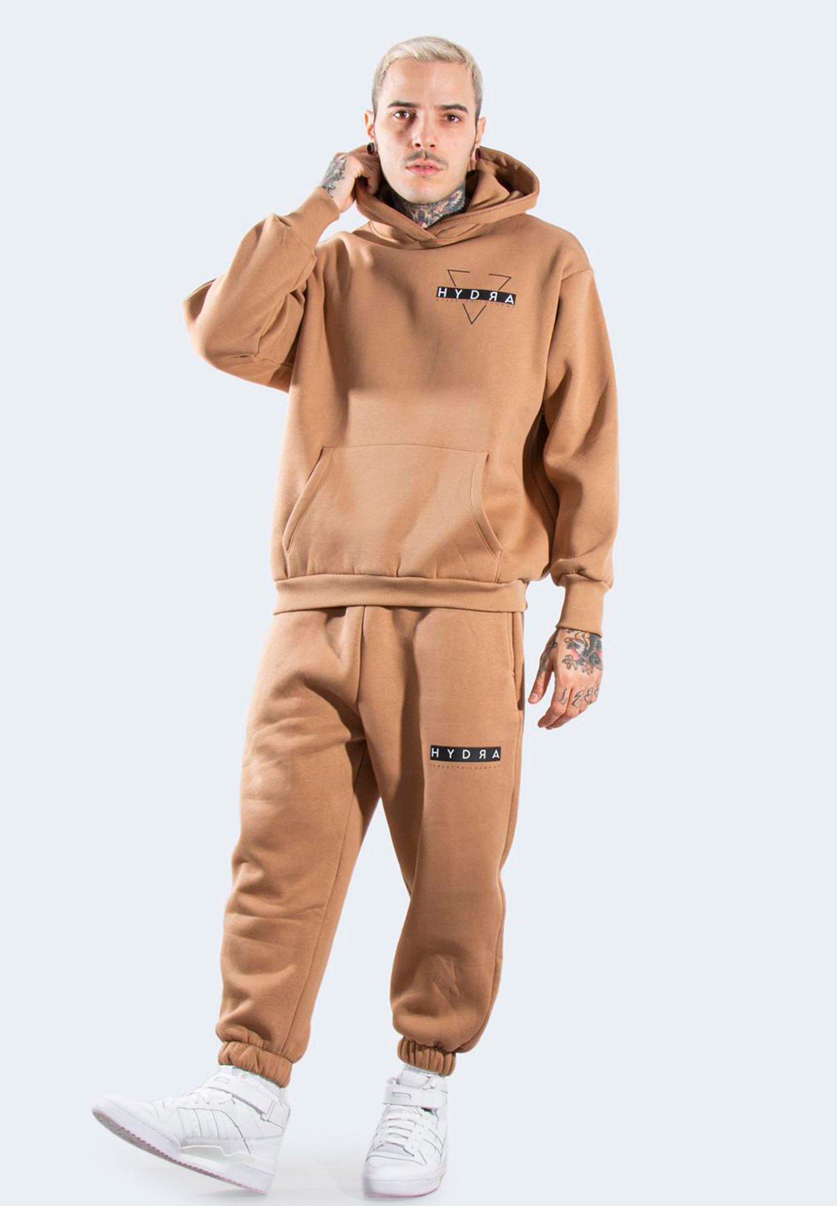 Hydra Clothing TUTA CON CAPPUCCIO - ITALIAN CREED - COMBINATION CLOTHING -  HYDRA CLOTHING - Felpa con cappuccio - dark beige/beige - Zalando.it
