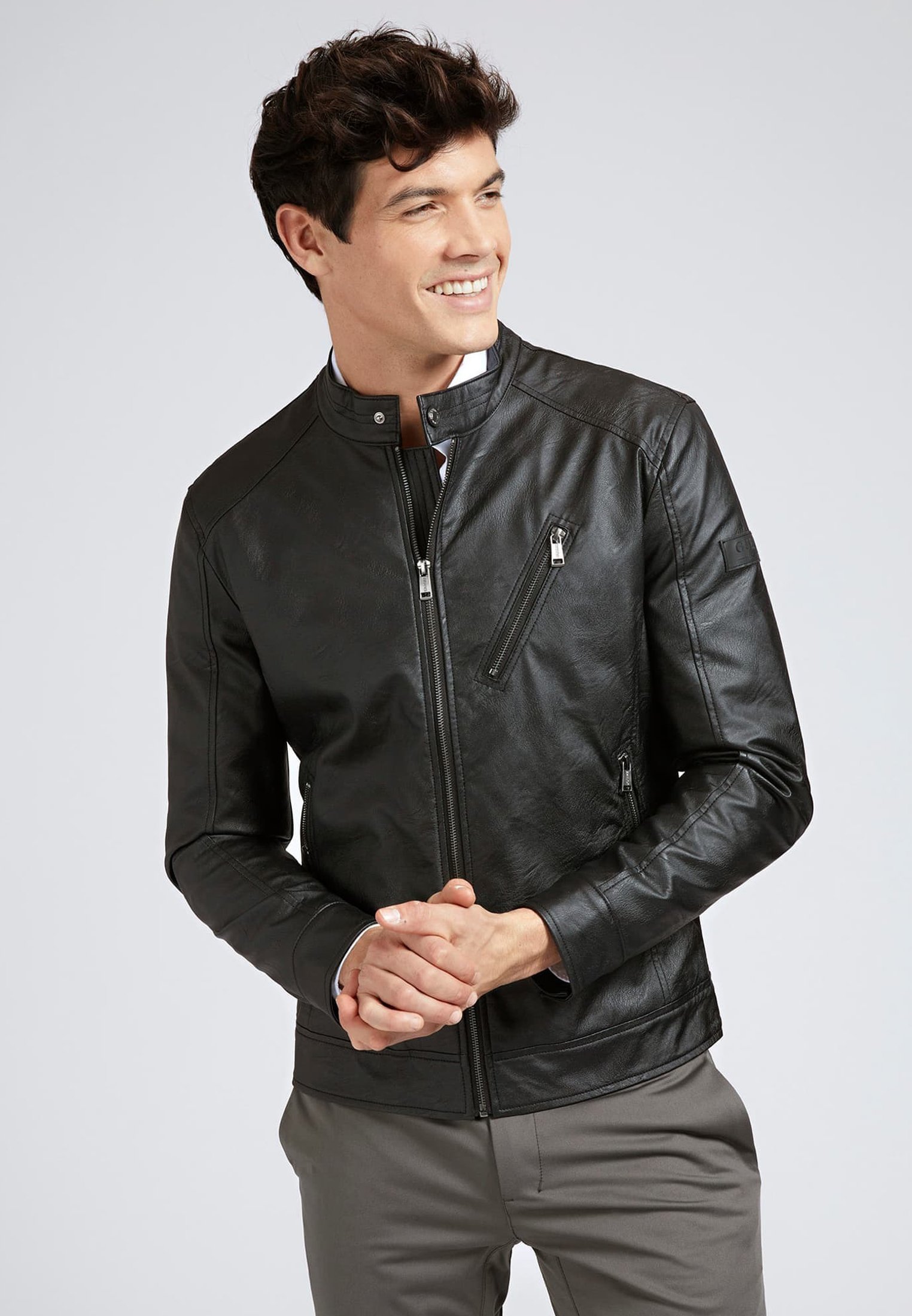 veste en cuir guess homme