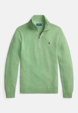 COTTON QUARTER-ZIP MOCKNECK SWEATER - Svetrík - outback green