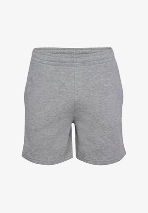 Grå atletiske shorts fremstillet af blødt stof, med en stræk waistband, et enkelt design og uden synlige mønstre eller metaldele.