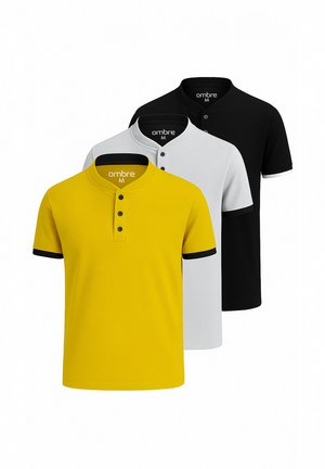 SET OF 3 - T-shirts basic - light grey black yellow