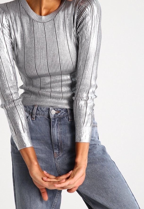 Body Topshop Gris Argenté En Velours à Fermeture éclair - Édition Limitée Taille 10