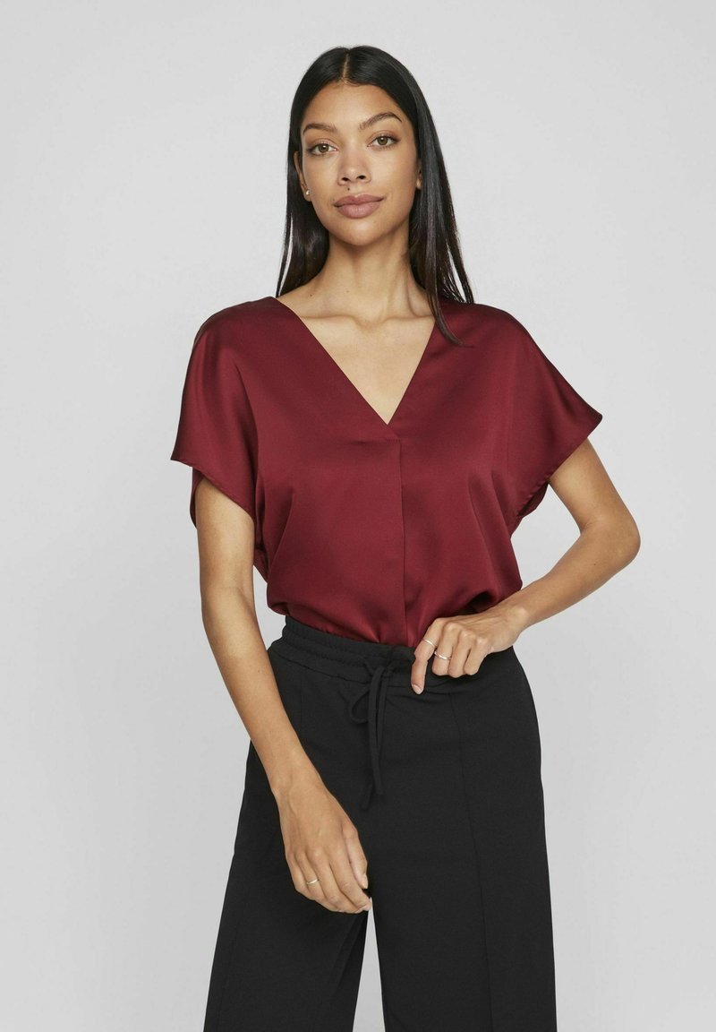 VILA - VIELLETTE V NECK - Blouse - cabernet, Enlarge