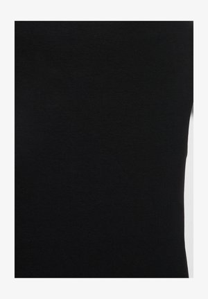 Zwarte mouwloze aansluitende top met geribbelde textuur op een witte achtergrond.