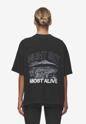 Pegador SONIA HEAVY OVERSIZED TEE - Marškinėliai su spaudiniu - washed black