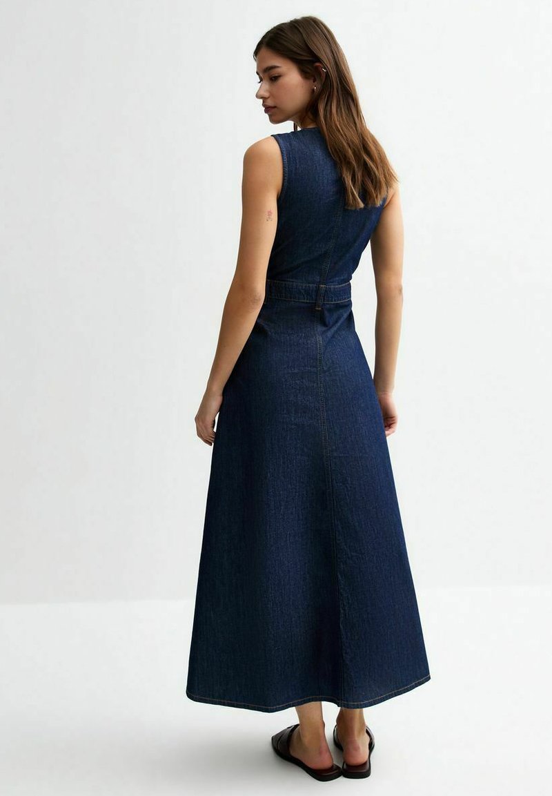 New Look BUTTON DOWN MIDI - Denim dress - navy/dark blue - Zalando