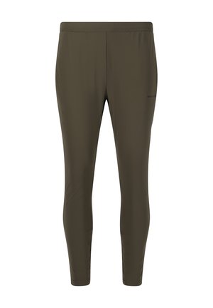 Mörk olivgröna träningsleggings i ett smidigt, stretchigt tyg med elastisk midja och en slim fit-design.