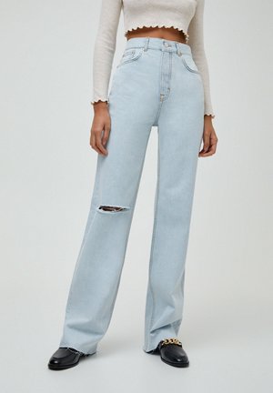 Straight leg jeans - mottled dark blue