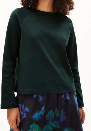 Langærmet T-shirt - mottled dark green