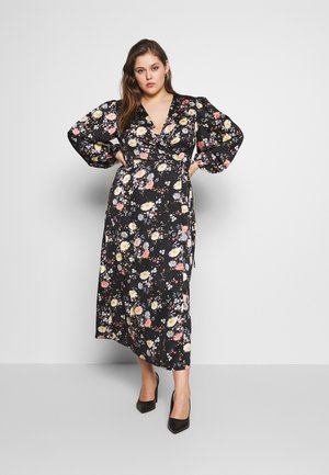 LONG SLEEVE WRAP DRESS - Maxi dress - black