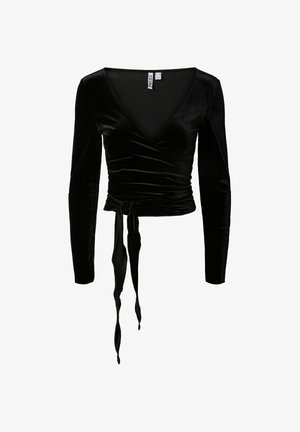 Pieces, WRAP TOP PCROYA BALLERINA VELVET - Sudadera con cremallera - black