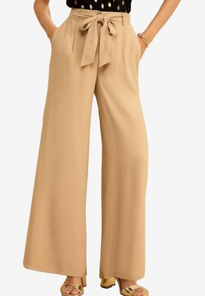 WIDE LEG  PETITE  - Pantalon classique - stone beige