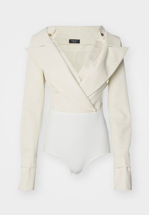 LOW CUT DÉCOLLETÉ  WITH SHIRTING DETAILING - Blouse - ivory