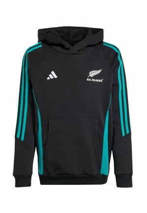 Felpa con cappuccio - all black pure teal