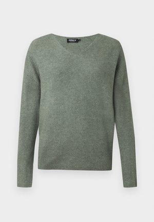 ONLY, ONLCAMILLA V-NECK L/S PULLOVER KNT NOOS - Striktrøje - laurel wreath