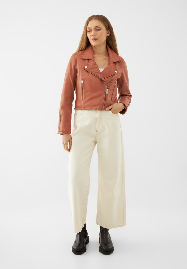 MINIMAL BIKER - Lederjacke - hazel