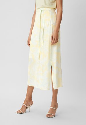 MIDI MIT ALLOVER PRINT - A-lijn rok - helles zitrone