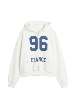 PULL&BEAR, FRANCE ZIP - HOODIE - Cipzáras pulóver - white