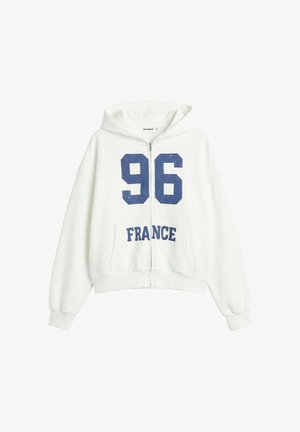 PULL&BEAR, FRANCE ZIP - HOODIE - Cipzáras pulóver - white