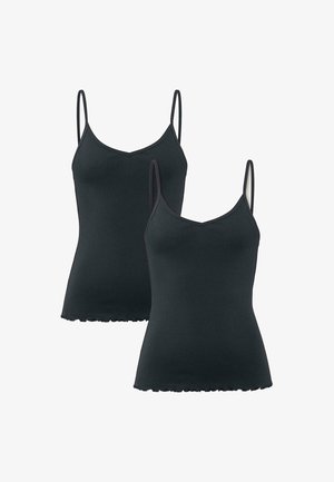 hessnatur, SPAGHETTI V-NECK FITTED 2ER-SET PURE - Unterhemd/-shirt - schwarz