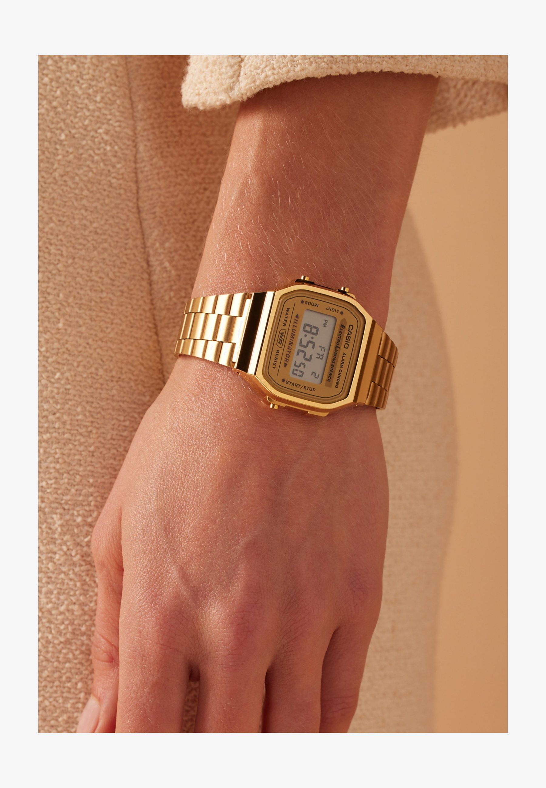 Casio Orologio Digitale Unisex D171 – Quadrante E Maglia In Oro, Rete, 37.4x35.5x6mm