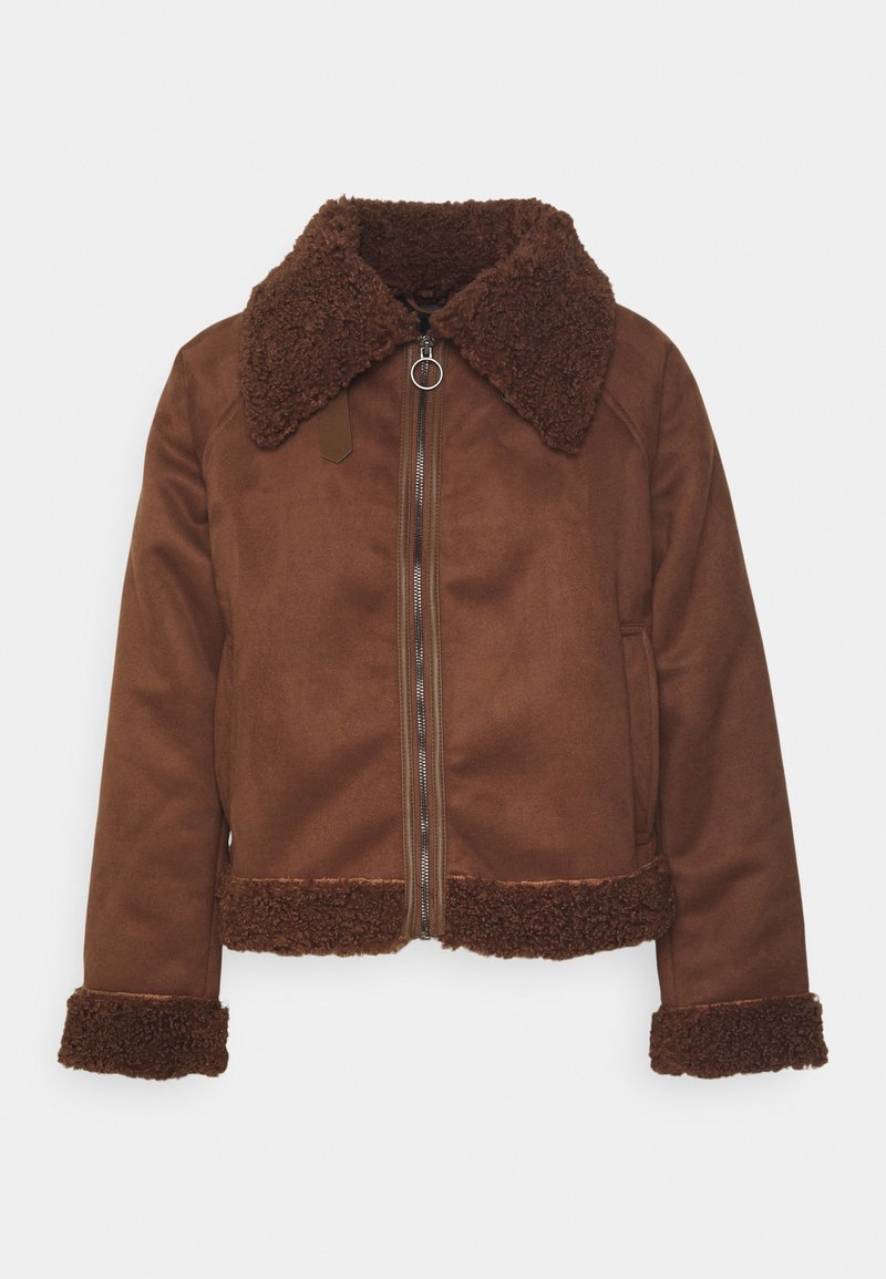 Monki Imitatieleren jas bruin