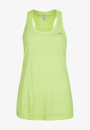 Athletický tank top v limetkově zelené barvě z lehké tkaniny, s kulatým výstřihem a střihovým zadním dílem s texturou vzoru.