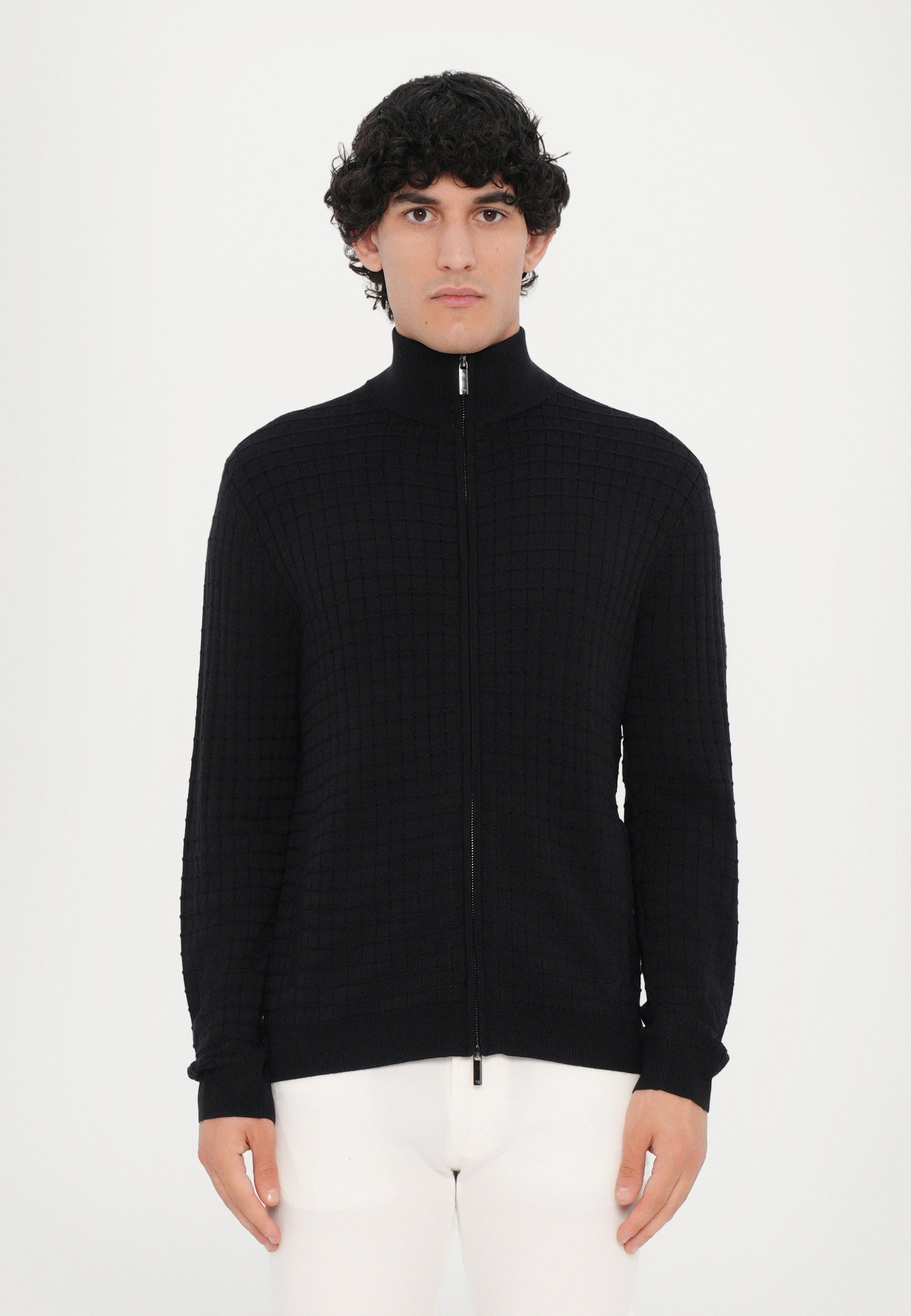 トップス EMPORIO ARMANI Navy Cotton Knit Cardigan emporio-armani-boys-blue-