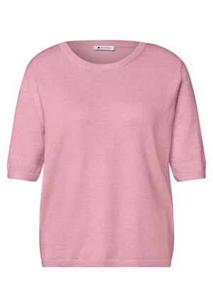 Street One, SHORT-SLEEVE SOLID-COLOR ROUND-NECK SWEATER - T-shirt basique - vintage blush mel.