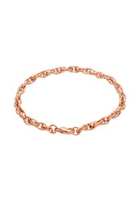 Bracciale in oro rosa con maglie intrecciate, una texture liscia e una chiusura sicura. Design elegante con una lucentezza sottile.